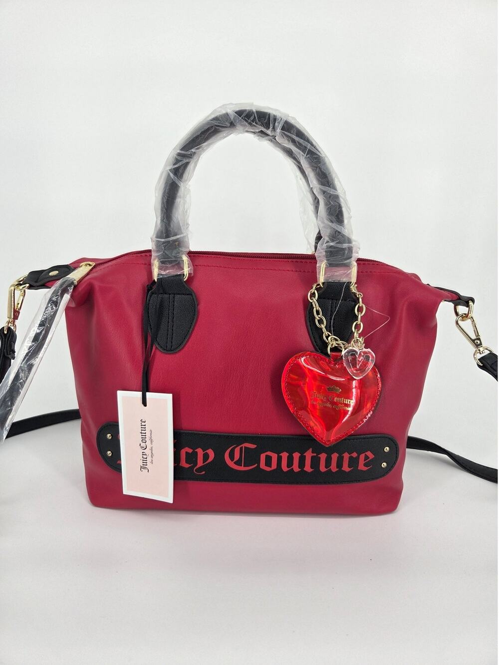 Juicy Couture NEW VINTAGE Deadstock Crimson Red Glam Rock Satchel Handbag Y2K